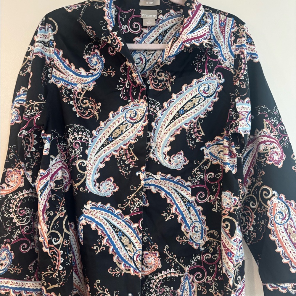 Chico's Black Paisley Skirt with Multicolor Accents